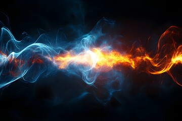 Fototapeta premium Abstract energy with luminous particles on a dark background, symbolizing energy. Generative AI