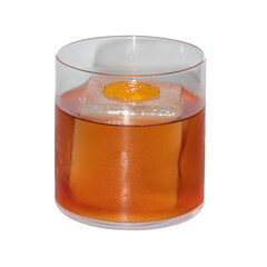 Orange Peel Old Fashioned with Large Ice Cube 