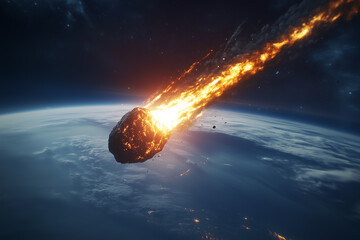 Dramatic Cosmic Asteroid Approaching Earth From Outer Space