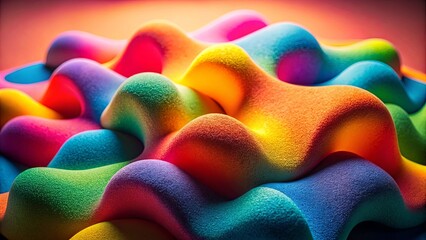 A symphony of vibrant hues, each undulating form interweaving with its neighbor in a mesmerizing display of color and texture.