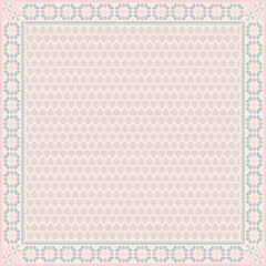 Hijab scarf flower abstract pattern.Ethnic geometric ornament with frame motif border hijab pattern.Design for fabric,print,scarves,shawl,kerchief,bandana,clothing,pareo,pillows,tablecloth,decoration.