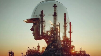 Engineer Portrait with Refinery Background