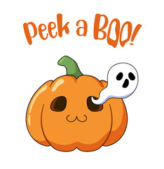 vector illustration of pumpkin with ghost