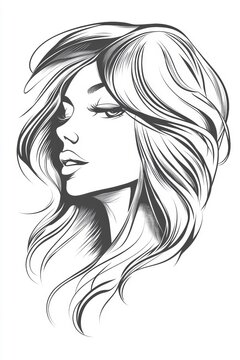 recommend clip art: Elegant line art of a woman's face profile