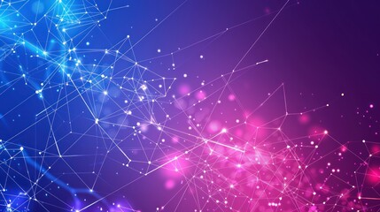 Fototapeta premium Abstract Digital Network with Blue and Pink Glow