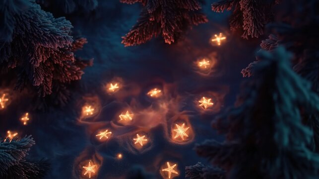 Sternenlichter im verschneiten Winterwald