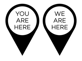 You are here map pointer icon black color. GPS location symbol vector