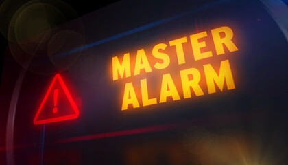 Obraz premium Master Alarm symbol light flashing on digital display