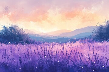 Breathtaking lavender fields under a dreamy sunset a serene experience of nature's beauty and tranquility