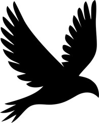 Illustration of the silhouette of a flying dove