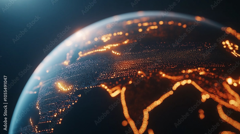 Poster inspired globe with layered lights and patterns
