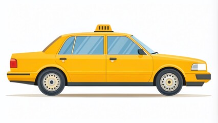 Minimalist Yellow Cab Illustration for Urban Taxi Services in Flat Style