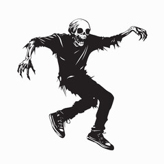 Black and white Spooky Zombie stock image vector isolated on White Background