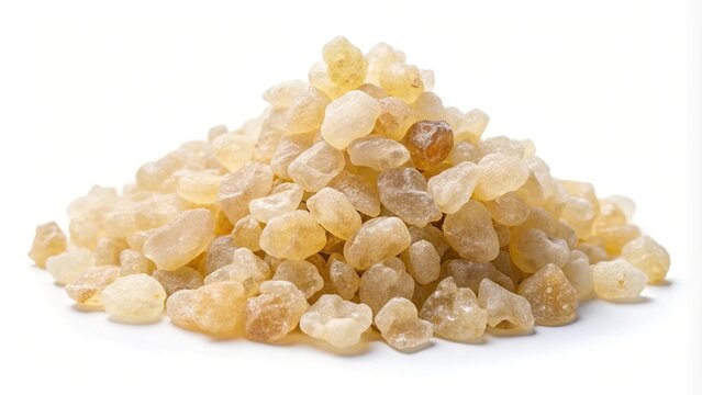 Tree resin isolated on white background, Dammar resin, Vateria indica resin, White resin pile