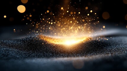  A tight shot of a black surface featuring a radiant light emanating from its center, halfway up