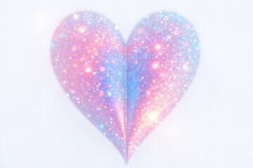 Fototapeta premium Glittering pastel heart with sparkling lights on soft background