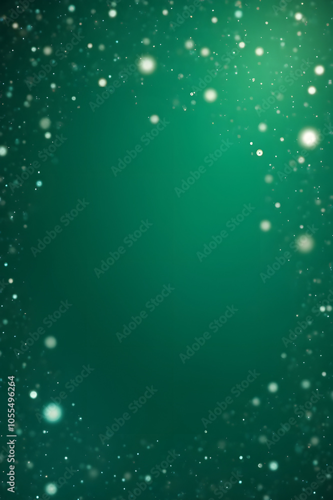 Aufkleber mystical green bokeh background with glowing particles and sparkles