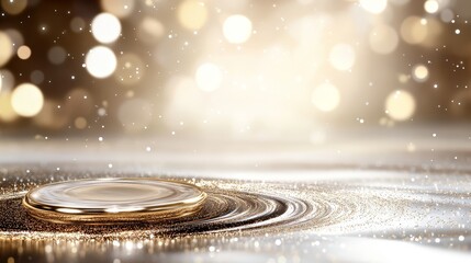 Obraz premium A tight shot of a water droplet hovering above a puddle, backdrop softly blurred