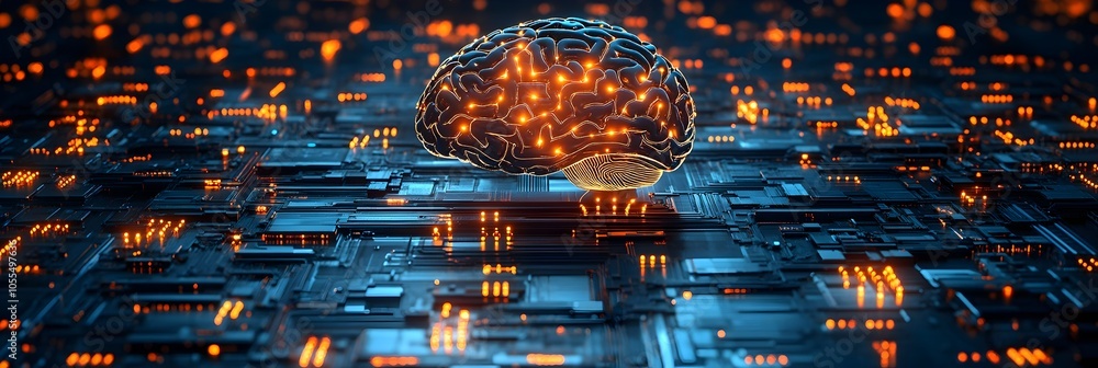 Poster Futuristic Brain-Computer Interface Technology Powering Communication Industry with Digital Connectivity and Intelligence Advancements