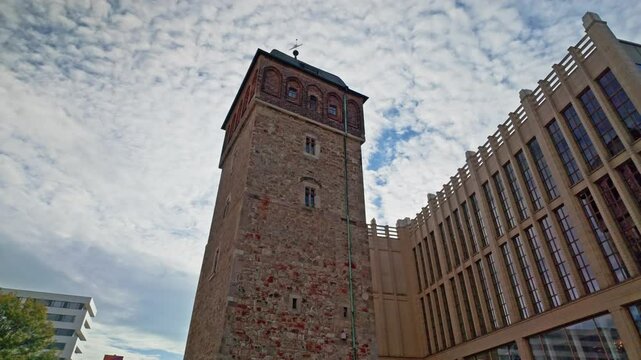 The red tower in the old town of Chemnitz. European Capital of Culture 2025.