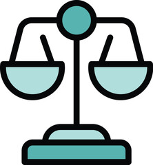 Turquoise libra scale balancing, representing the concept of justice, law, and equality