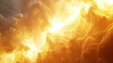 Fiery Abstract Clouds with Intense Light Burst