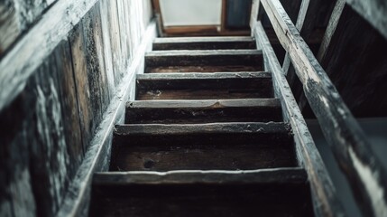 Wooden Stairs Leading Up to Window