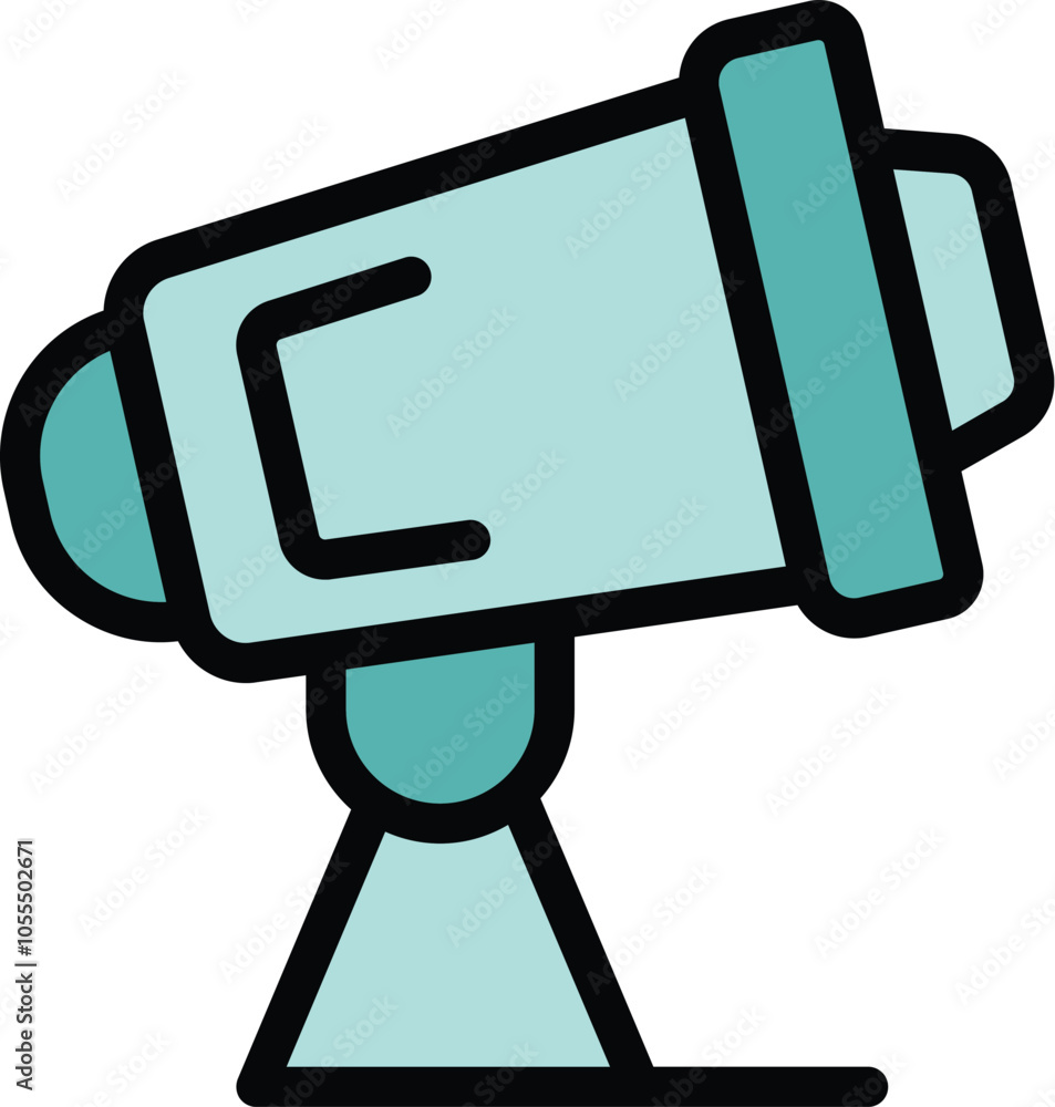 Poster professional spot light standing on tripod illuminating empty space