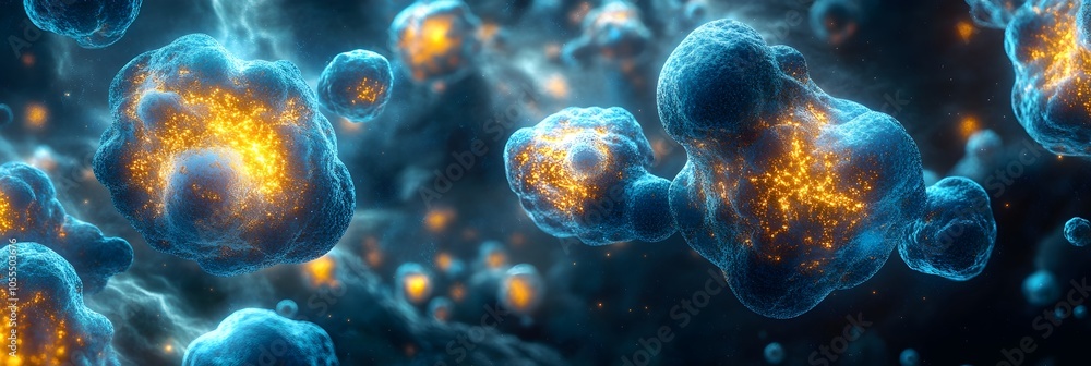 Leinwandbilder glowing molecular energy particles in dynamic futuristic science simulation.
