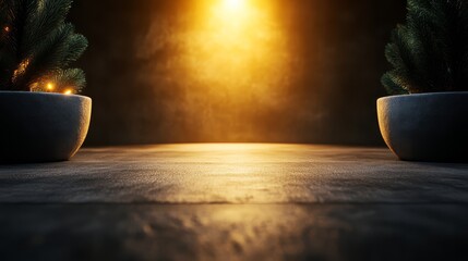  Two potted plants seated side by side on a wooden table, facing a radiant light source