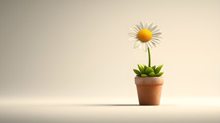 Whimsical daisy plant in a terracotta pot