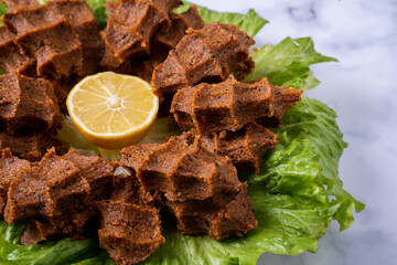 Raw meatballs Turkish style special mix fine bulgur meatballs (raw meatballs)