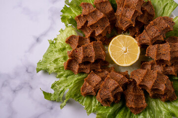 Raw meatballs Turkish style special mix fine bulgur meatballs (raw meatballs)