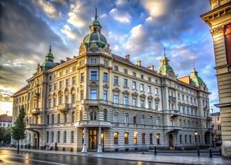 Old Esplanade Hotel at Golden Hour in Zagreb - Night Photography