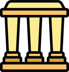 Ancient building pillars icon in modern filled outline style, representing greek or roman architecture