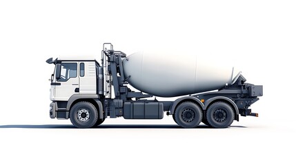 Fototapeta premium A side view of a concrete mixer truck used for transporting and mixing concrete.