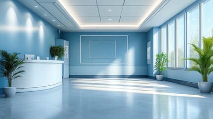 Fototapeta premium Modern Office Lobby with Sleek Reception Design