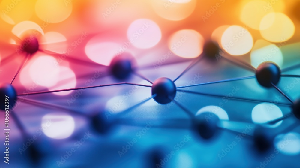 Poster vibrant interconnected technological spheres in abstract 3d render futuristic digital network concep