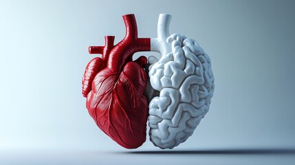 A red heart and a white brain sit side-by-side.