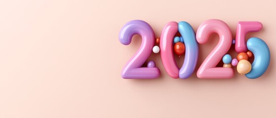 A colorful sign with the number twenty-five written in a fun, playful way