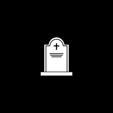 recommend clip art: Cemetery outline style design icon isolated on black background,