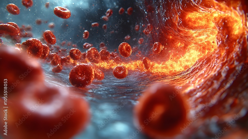 Aufkleber microscopic view of the coronavirus outbreak with a chaotic and fiery explosion of cells,representin