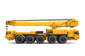 Obraz premium A yellow crane truck designed for heavy lifting and construction tasks.