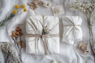 Conceptual image of zero-waste grocery shopping, featuring canvas bags, reusable produce bags, and bamboo utensils on a textured background.
