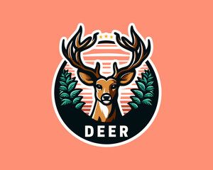 Deer Head Logo Design Vector Illustration 