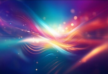 Fototapeta premium Abstract wavy lines of blue and orange light, with a bokeh background.