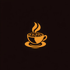 Obraz premium Bold Logo Design for Coffee Shop Featuring Steaming Coffee Cup, Modern Aesthetic, Warm Colors, and Inviting Atmosphere
