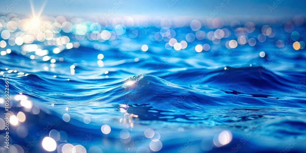 Poster stunning blue waters with gentle waves create a mesmerizing ocean scene. the serene background showc