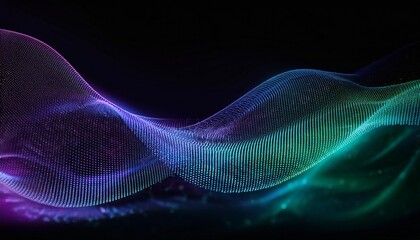 Abstract blue and pink Tech Flow- Blue and Purple Dots Forming a Fluid, Dynamic Wav