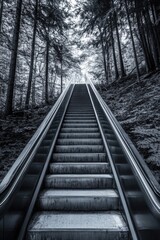 Black and White Escalator